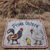 Stickdatei - Türschild / Wandhänger Ostern "Hahn & Henne"