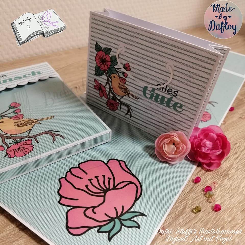 Digiset Ast mit Vogel Plotten, Sublimation, Drucken, Digistamp - Sewando