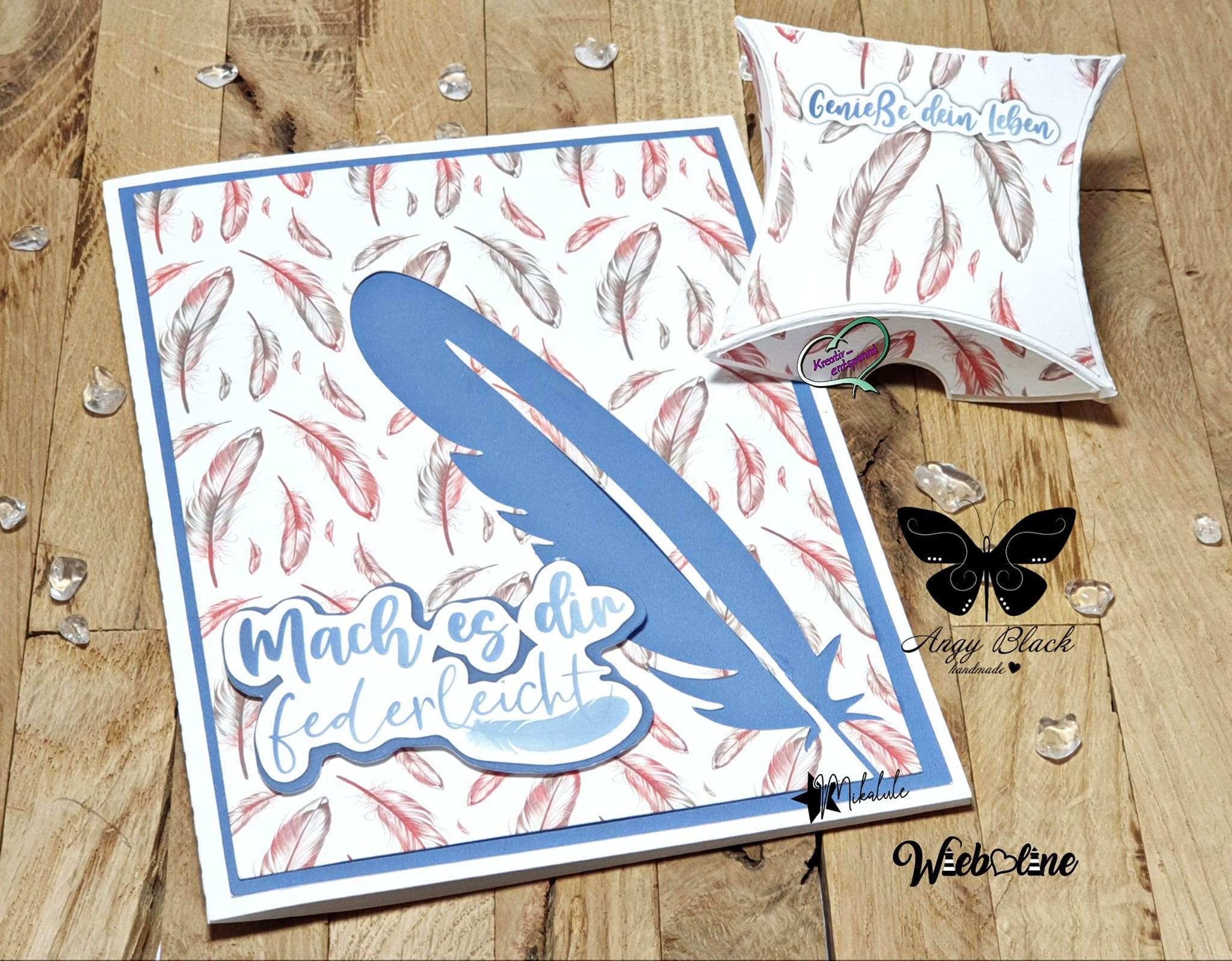 Digiset „Feather, 20 Digipaper JPEG, Sayings PNG - Sewando