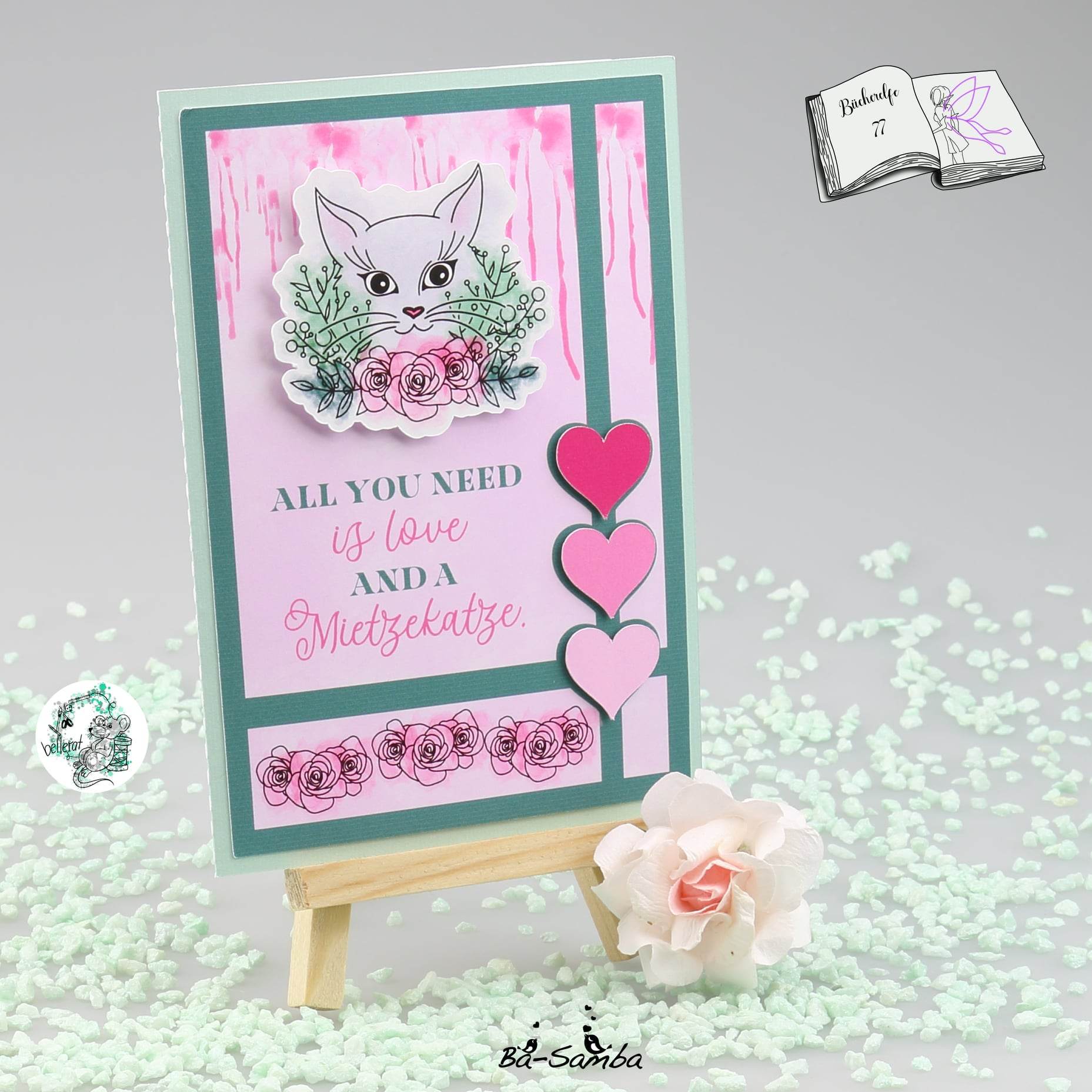 Digiset Blumenkatze Plotten, Sublimation, Drucken, Digistamp - Sewando