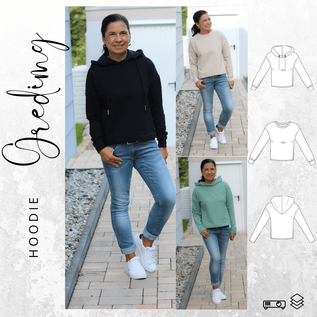 Schnittmuster Hoodie GREDING Gr. 34-56 : - Sewando