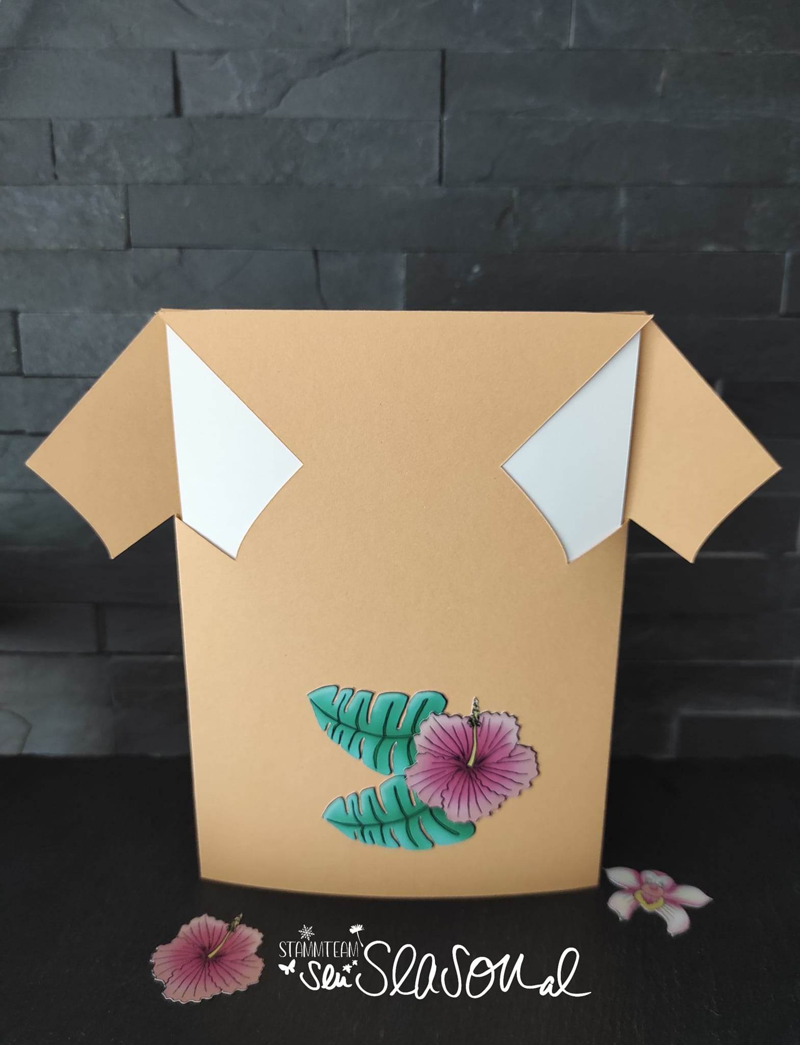 Plotterdatei Hawaii-Hemd-Karte - plotten mit Papier, basteln - Sewando