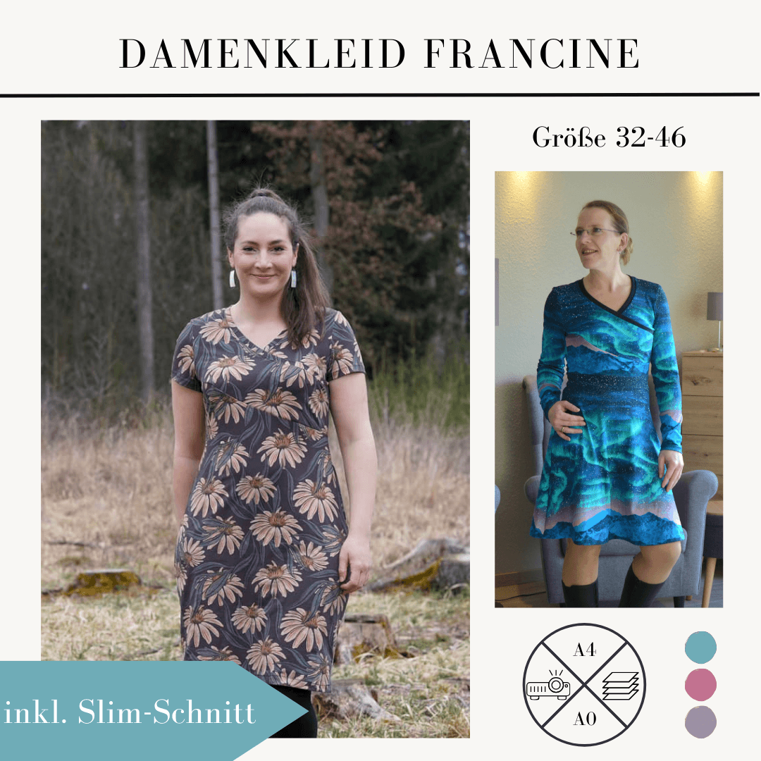 Schnittmuster Kleid für Damen mit Wickeloptik Francine Gr. 32-48 - Sewando