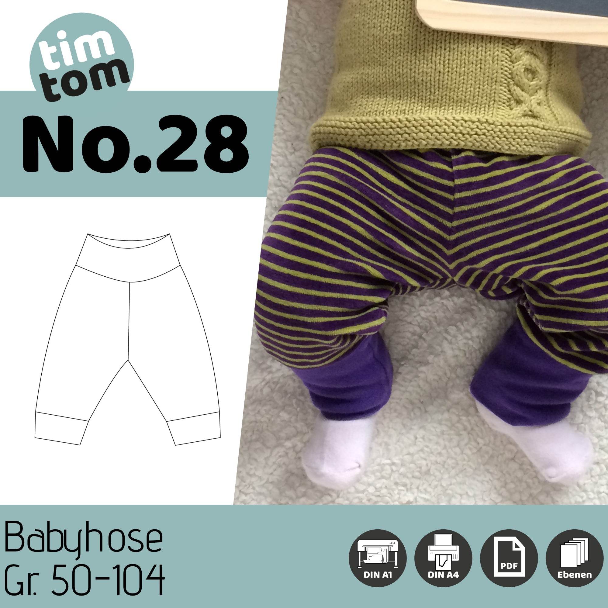 Schnittmuster timtom No.28 gemütliche, mitwachsende Babyhose Gr.50-104 - Sewando