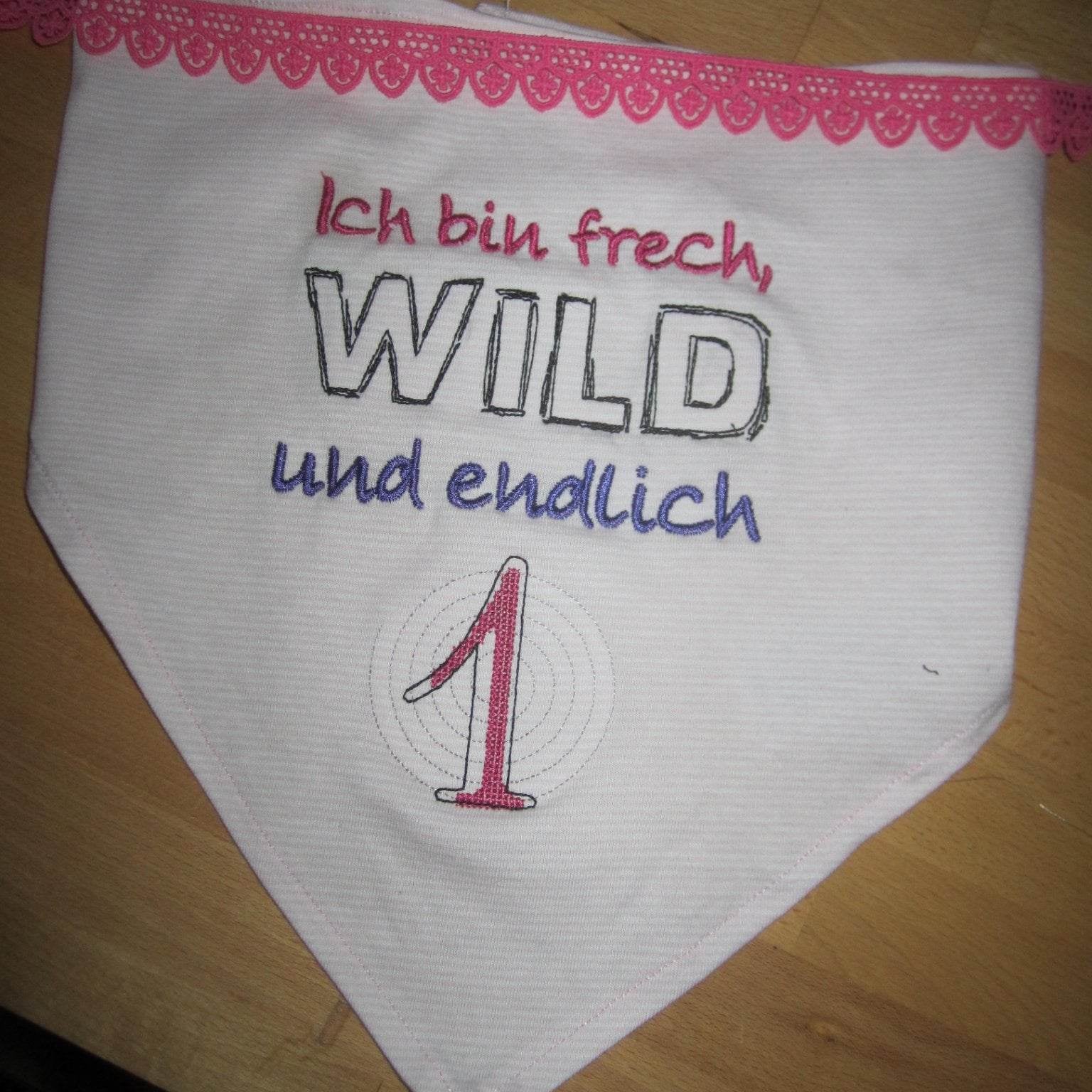 Stickdatei - Ich bin frech, wild und endlich ..... (Zahl 1-9) - Sewando