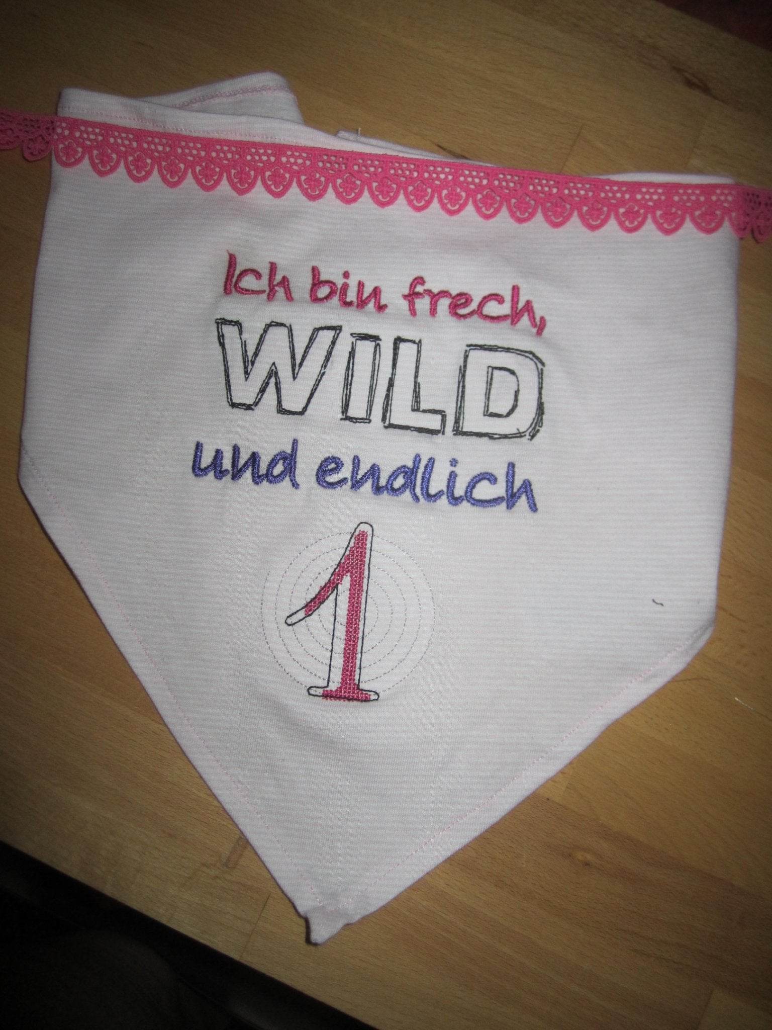 Stickdatei - Ich bin frech, wild und endlich ..... (Zahl 1-9) - Sewando