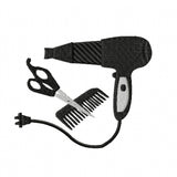 Stickdatei Friseur, zwei Größen, Rahmen 10 cm x 10 cm, Fön, Haare, Schere, Kamm - Sewando