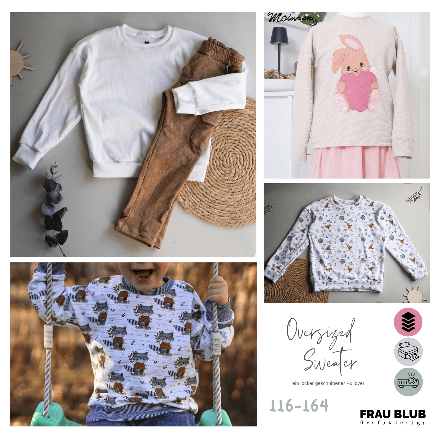 Oversized Sweater Kids & Teens 116-164 Schnittmuster - Sewando