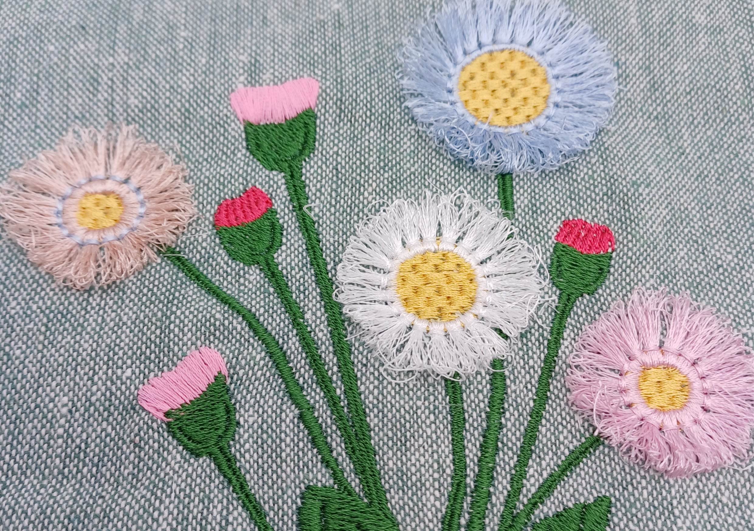Stickdatei Gänseblümchen Fransen, Daisy, Rahmen 13x18 cm (4.94 x 6.11'') - Sewando