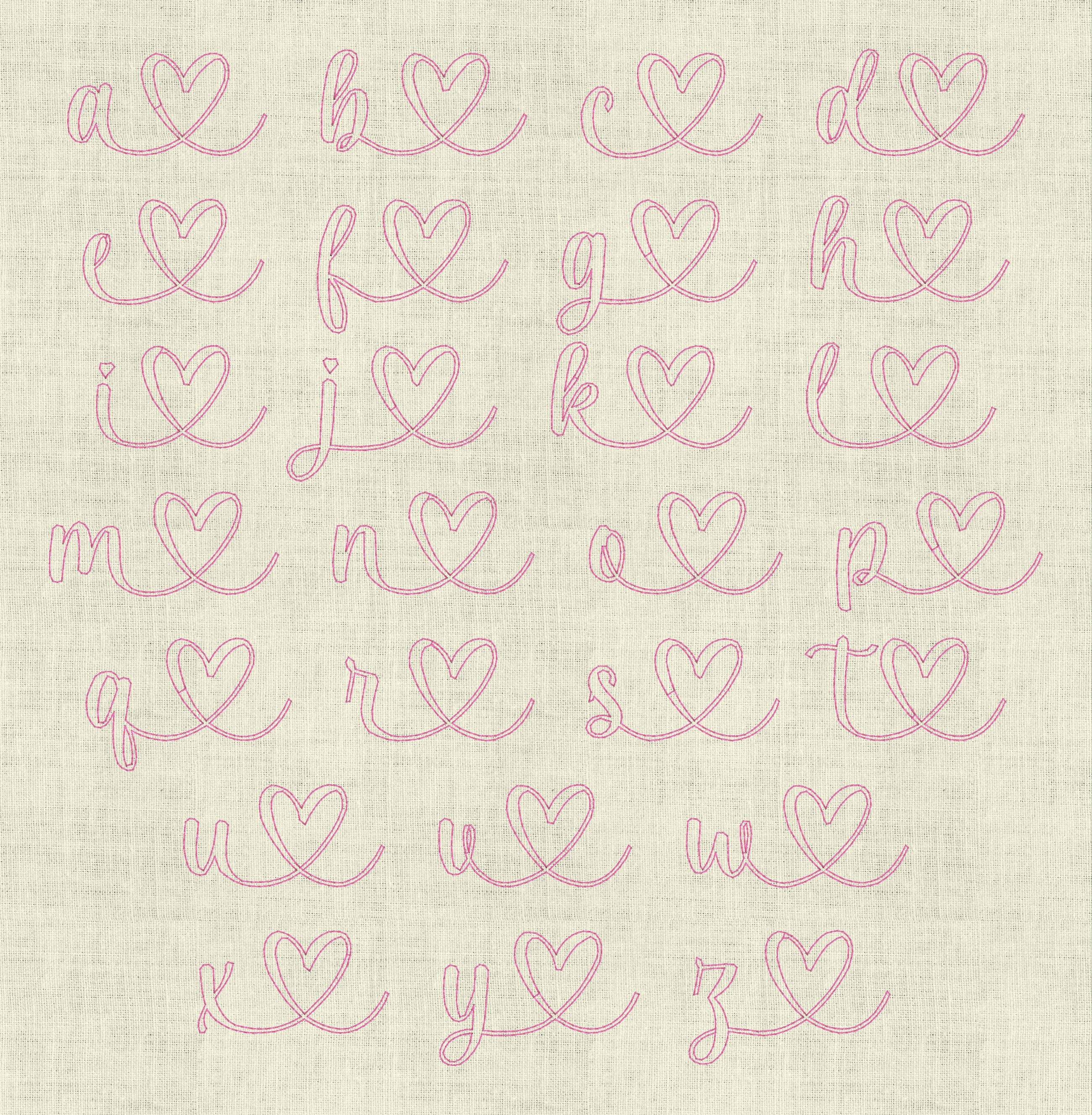 Stickdatei Schrift mit Herzen In Love 3 ca. 60mm Set 641 Doodle Applikation - Sewando