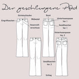 Schnittmuster Mid Waist Schlag Jeans "Der geschlungene Pfad" Damen Gr. 16 - 31