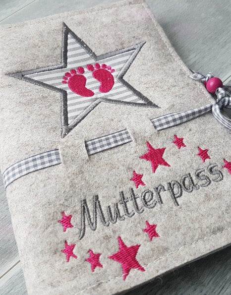 Stickdatei Mutterpass Stern Babyfüsse Baby Füsse Set 409 - Sewando