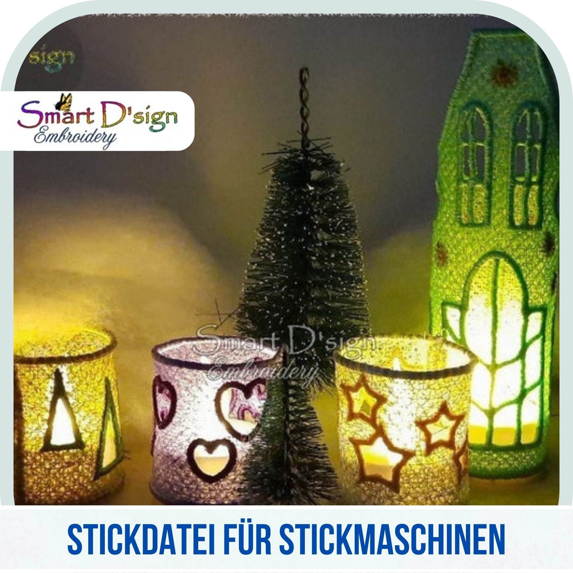 FSL STICKDATEI SET -TEELICHTER mit KIRCHE - Sewando