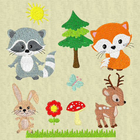 Stickdatei Tiere im Wald 1 Set 114 - Sewando
