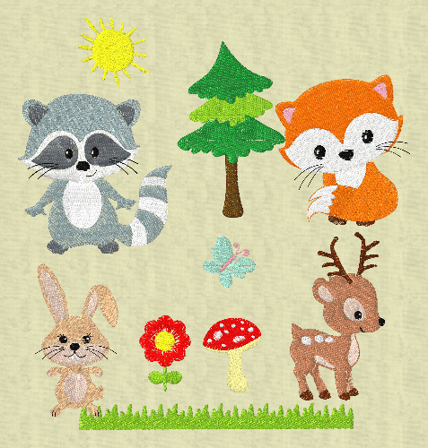 Stickdatei Tiere im Wald 1 Set 114 - Sewando