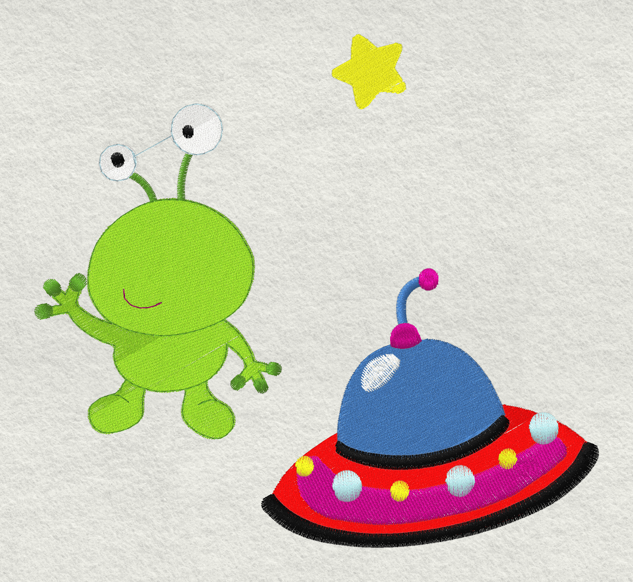 Stickdatei Weltall Astronaut und Alien Set 227 - Sewando