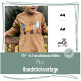 Handstickvorlage Pilze