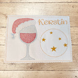 Stickdatei Mug Rug Weinglas und Bierglas mit Mütze Weihnachten Set 25112