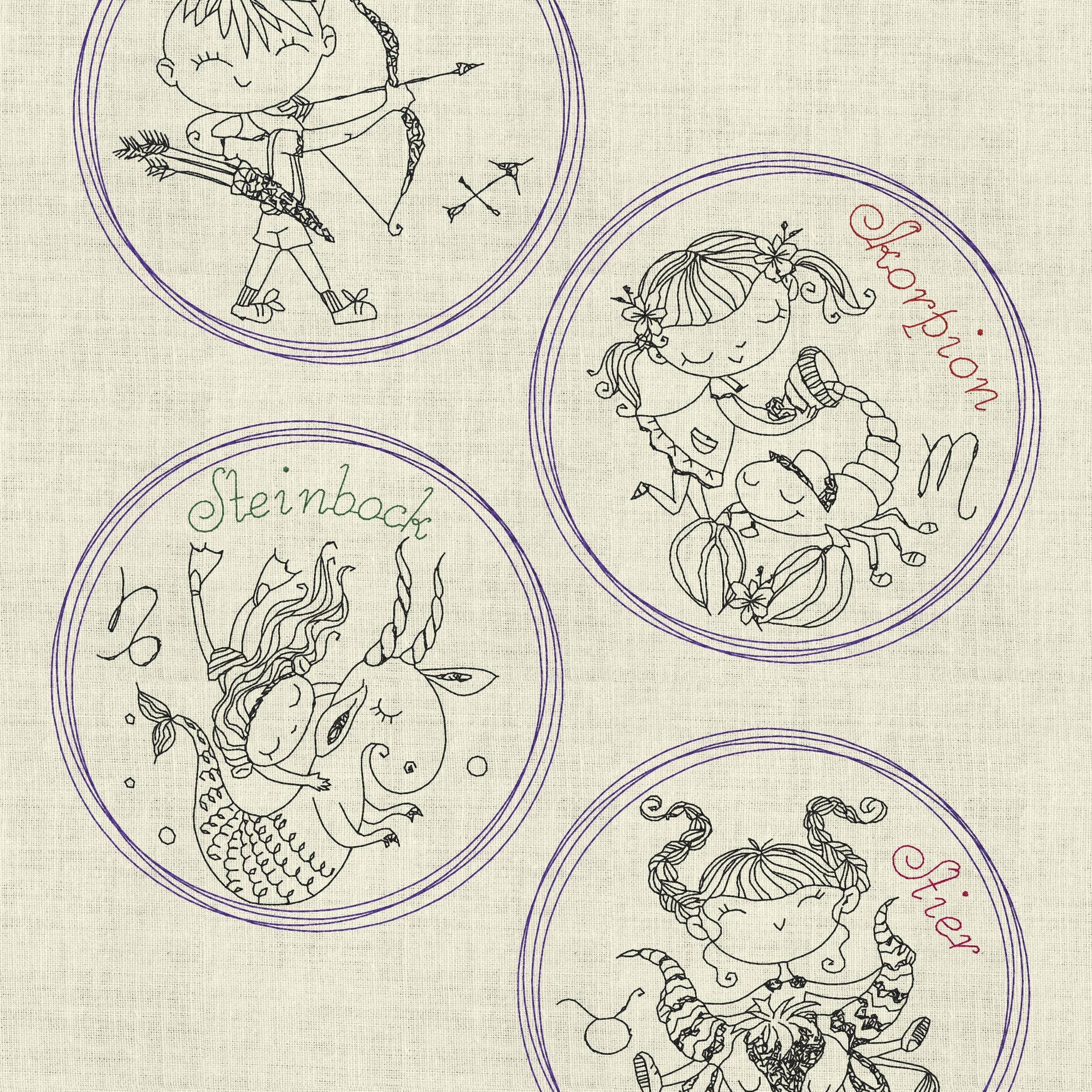 Stickdatei Sternzeichen Horoskop Button Set 980 - Sewando