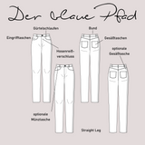 Schnittmuster Straight Leg Jeans "Der blaue Pfad" Herren Gr. 88 - 126