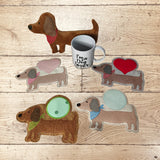Stickdatei Mug Rug Dackel Hund Tassenteppich Set 2599