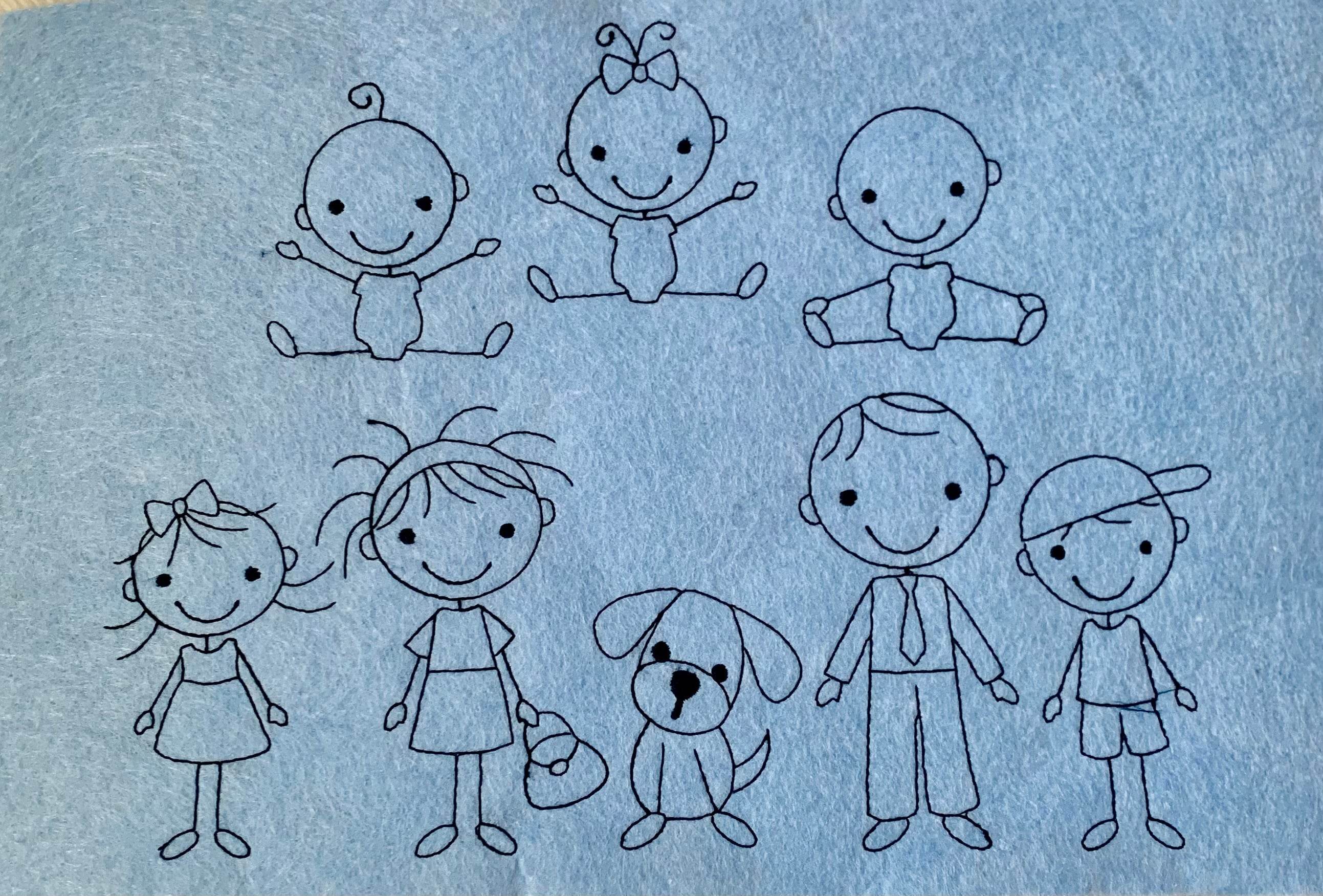 Stickdatei Strichmännchen Familie Set 196 - Sewando