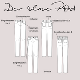 Schnittmuster Mid Waist Bootcut Jeans "Der blaue Pfad" Damen Gr. 32 - 62