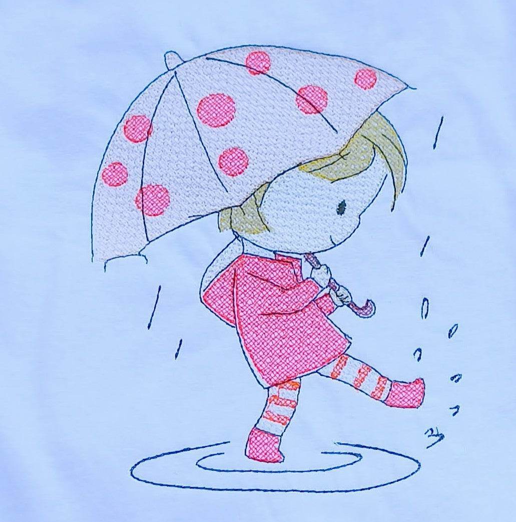 Stickdatei Herbst Mädchen mit Regenschirm Set 2559 - Sewando