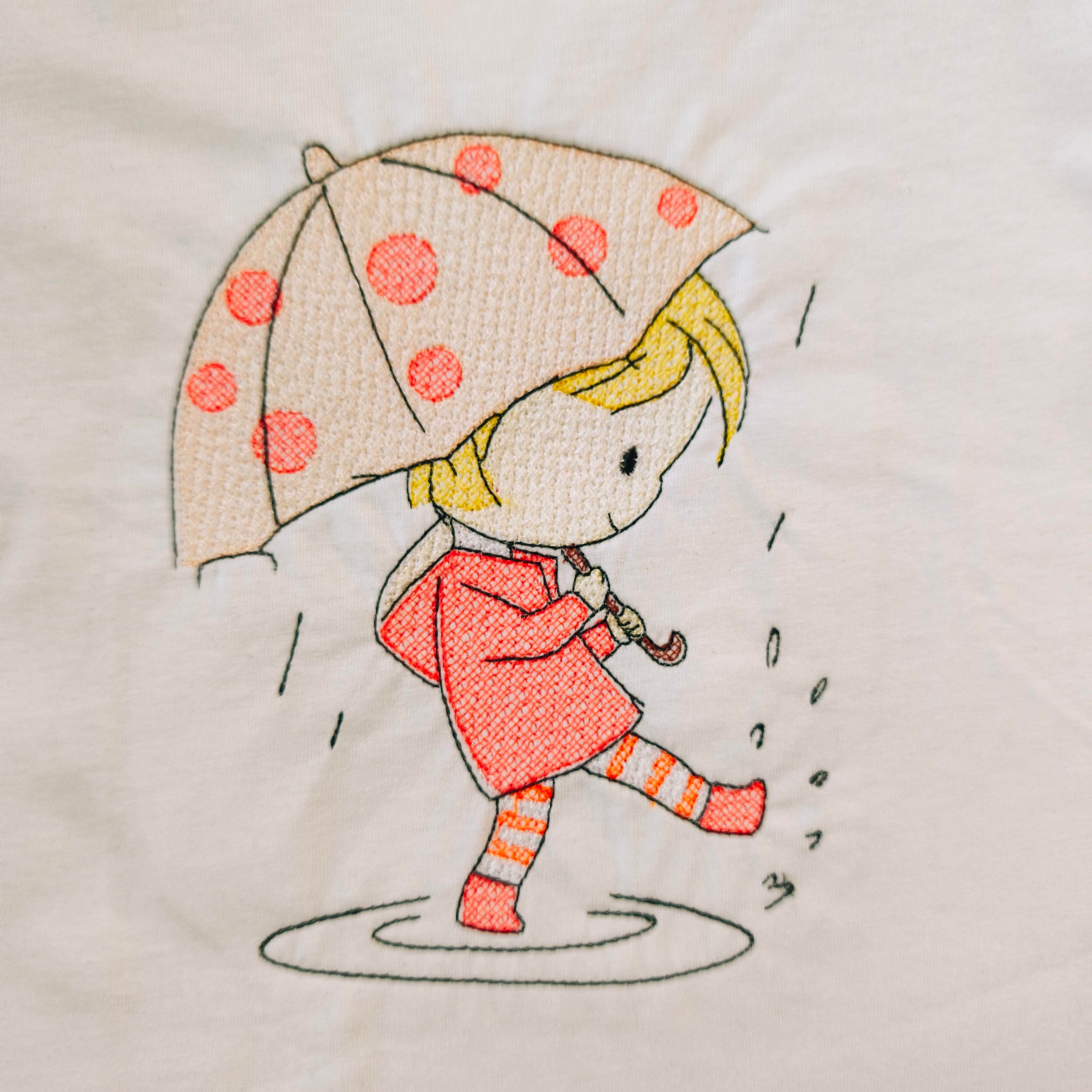 Stickdatei Herbst Mädchen mit Regenschirm Set 2559 - Sewando