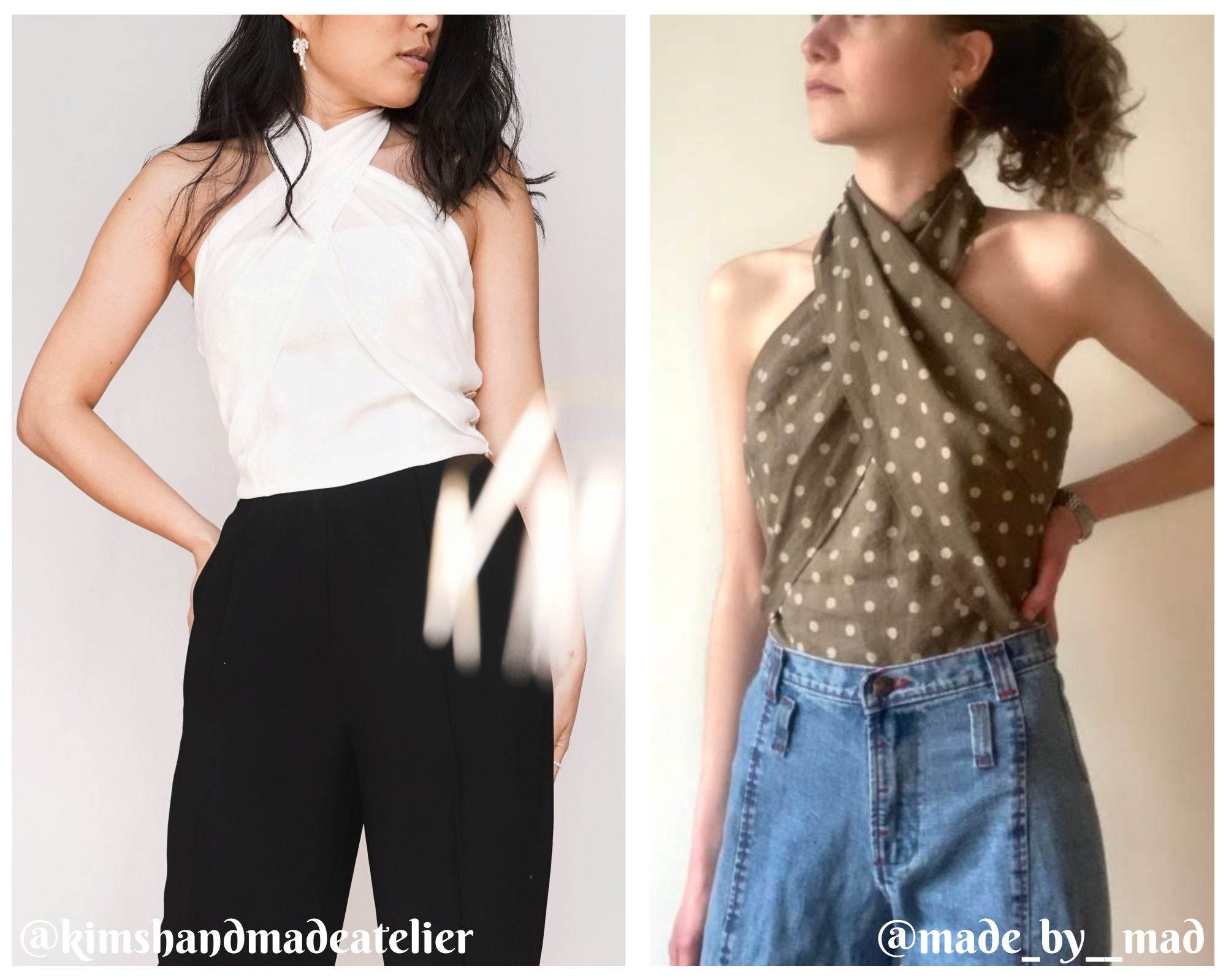 Schnittmuster Halter Neck Crop Top mit Rüschen und Schleifenbindung - LYRA - Sewando
