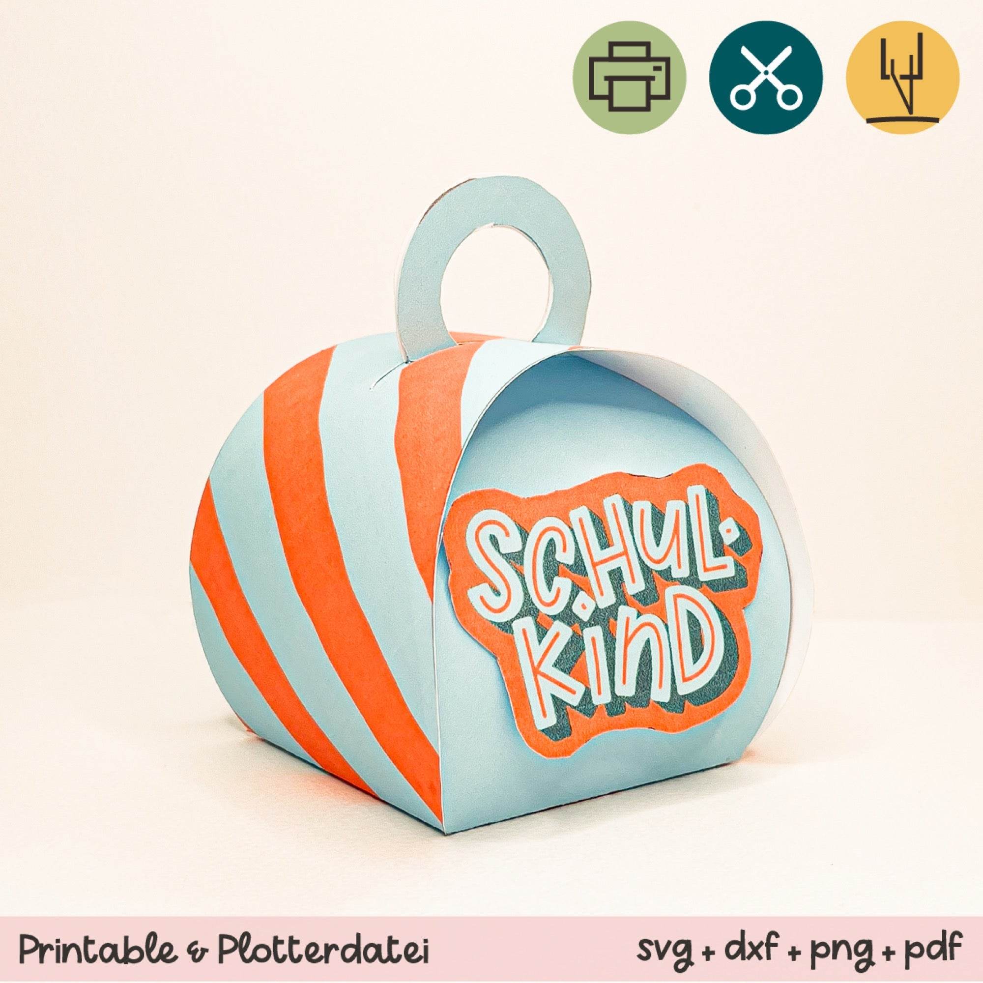 Bunte Geschenkbox Schulkind - Printable (Schere oder Plotter) - Sewando