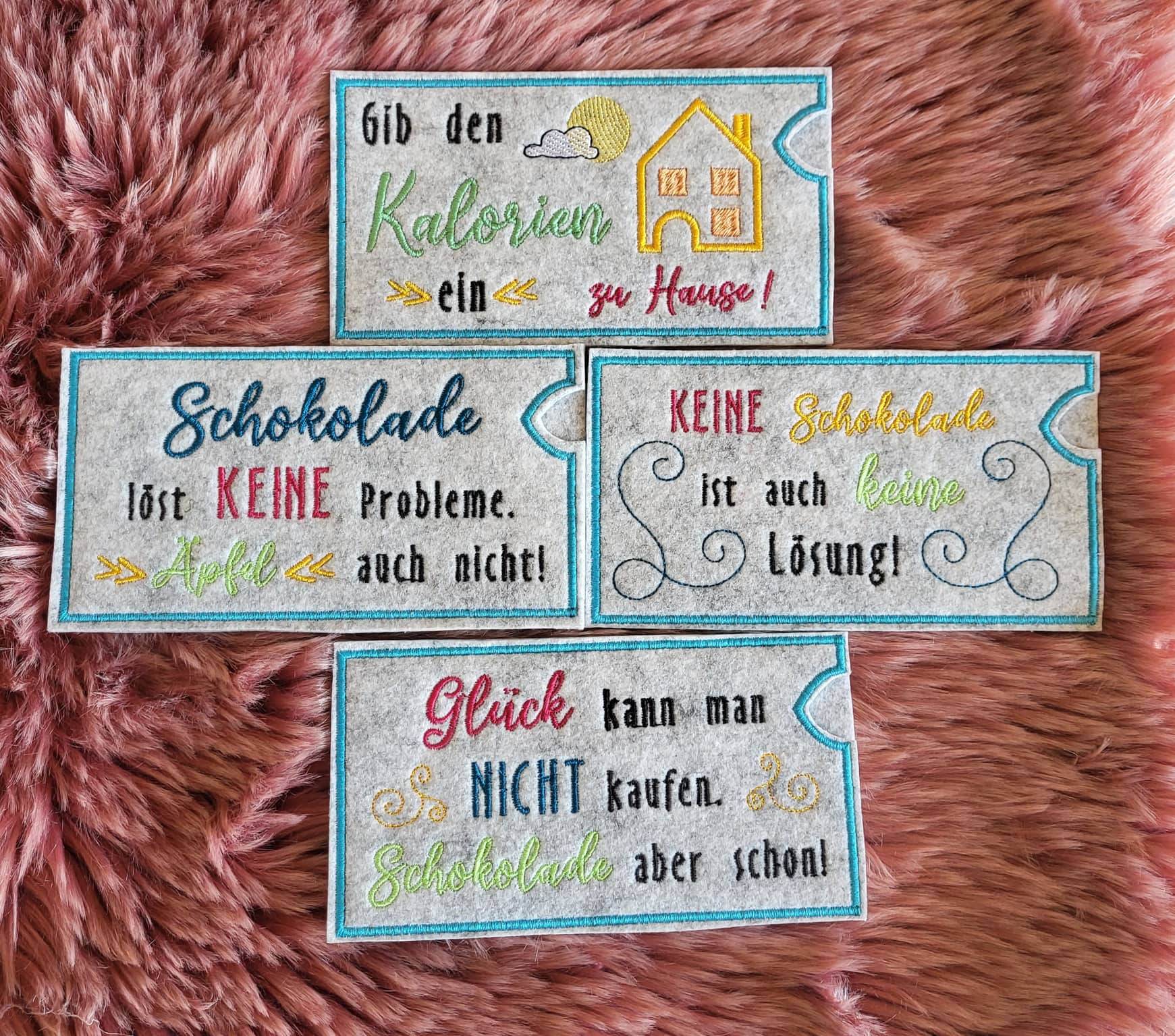 Stickdatei Set Freche Schokohüllen Geschenkhüllen Gutscheinhüllen - Sewando