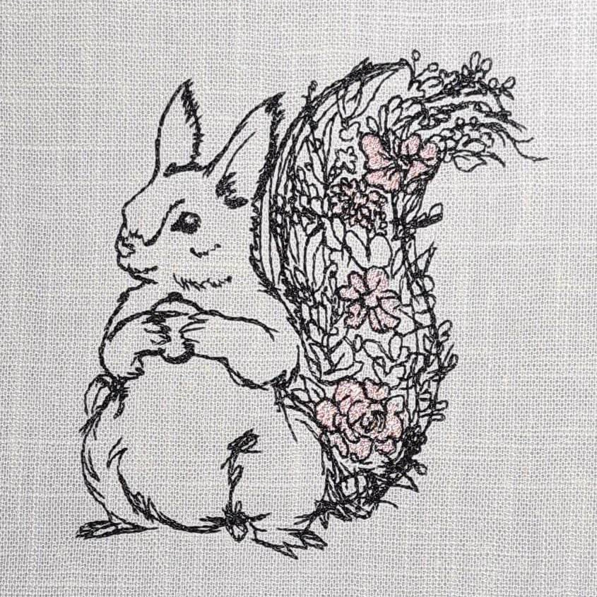 Eichhörnchen Stickdatei – florales Waldmotiv für kreative Naturprojekte - Sewando