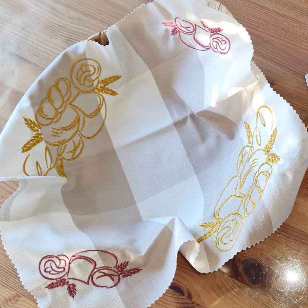 9x Stickdatei Brotzeit Satinstick Backwaren mit Text - Sewando