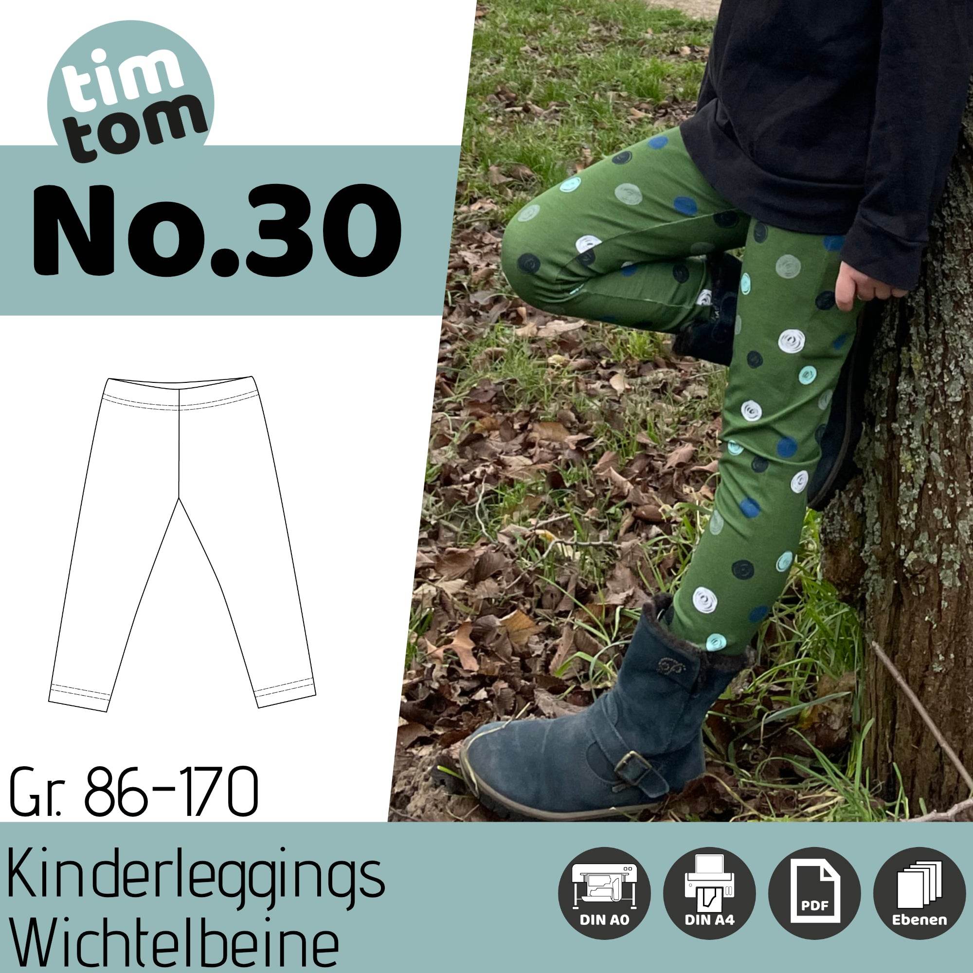 Schnittmuster timtom No.30 Kinderleggings Wichtelbeine Gr. 86-170 - Sewando