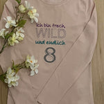 Stickdatei - Ich bin frech, wild und endlich ..... (Zahl 1-9) - Sewando