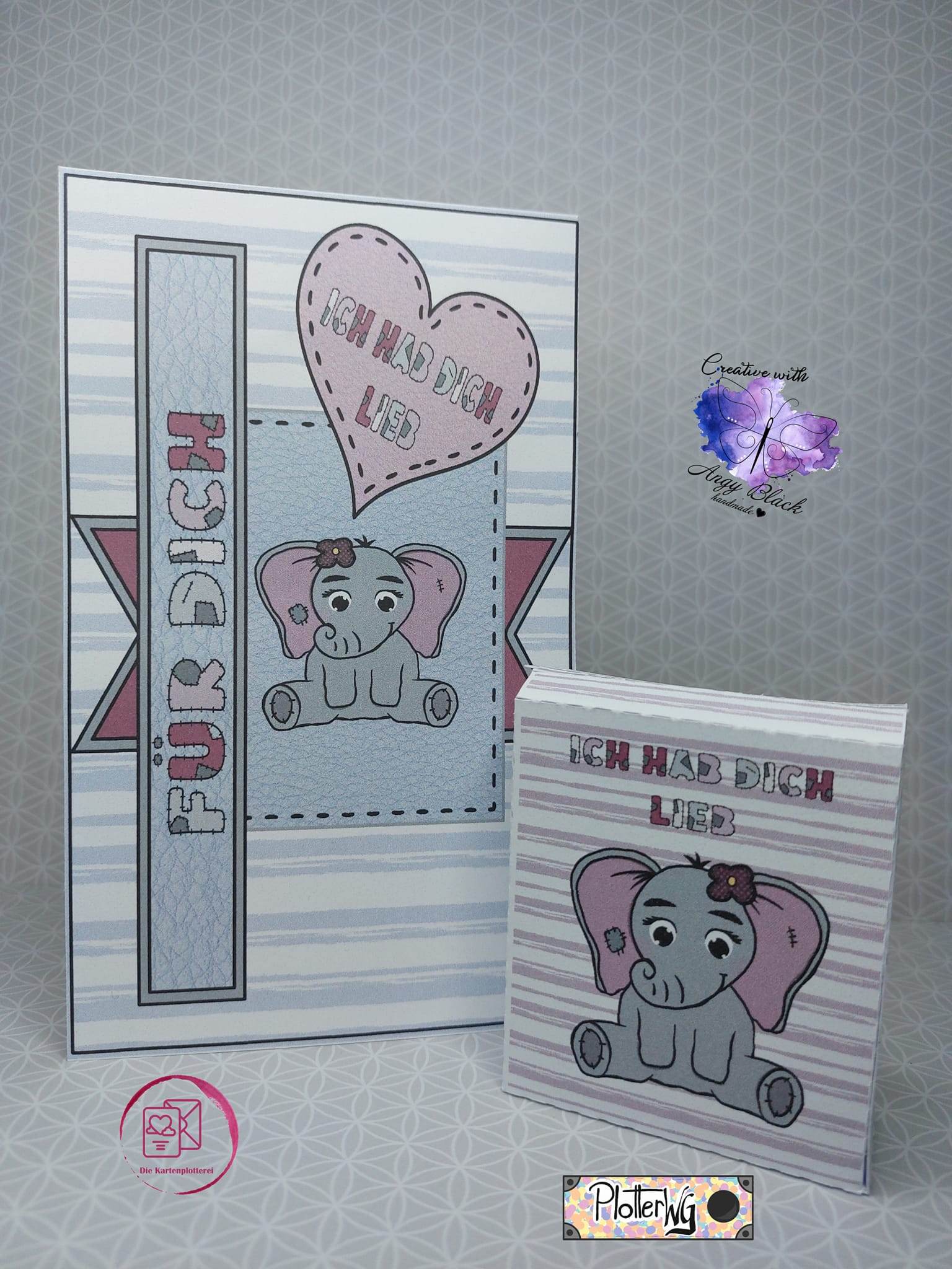 Digiset „Eli und Lou, die Elefanten“ Digipaper, Digistamp - Sewando