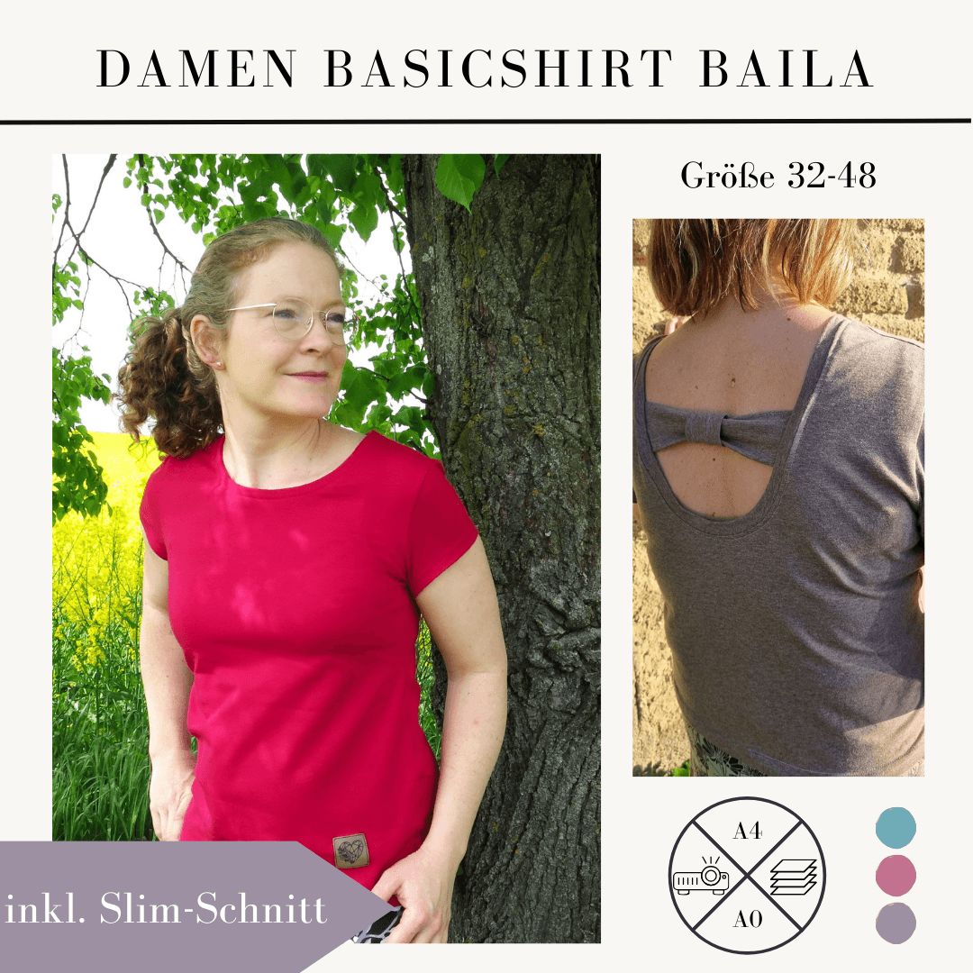 Schnittmuster Basic Shirt Baila für Damen Gr. 32-48 - Sewando
