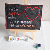 4x Stickdatei "wo die Liebe wohnt" ITH und Text