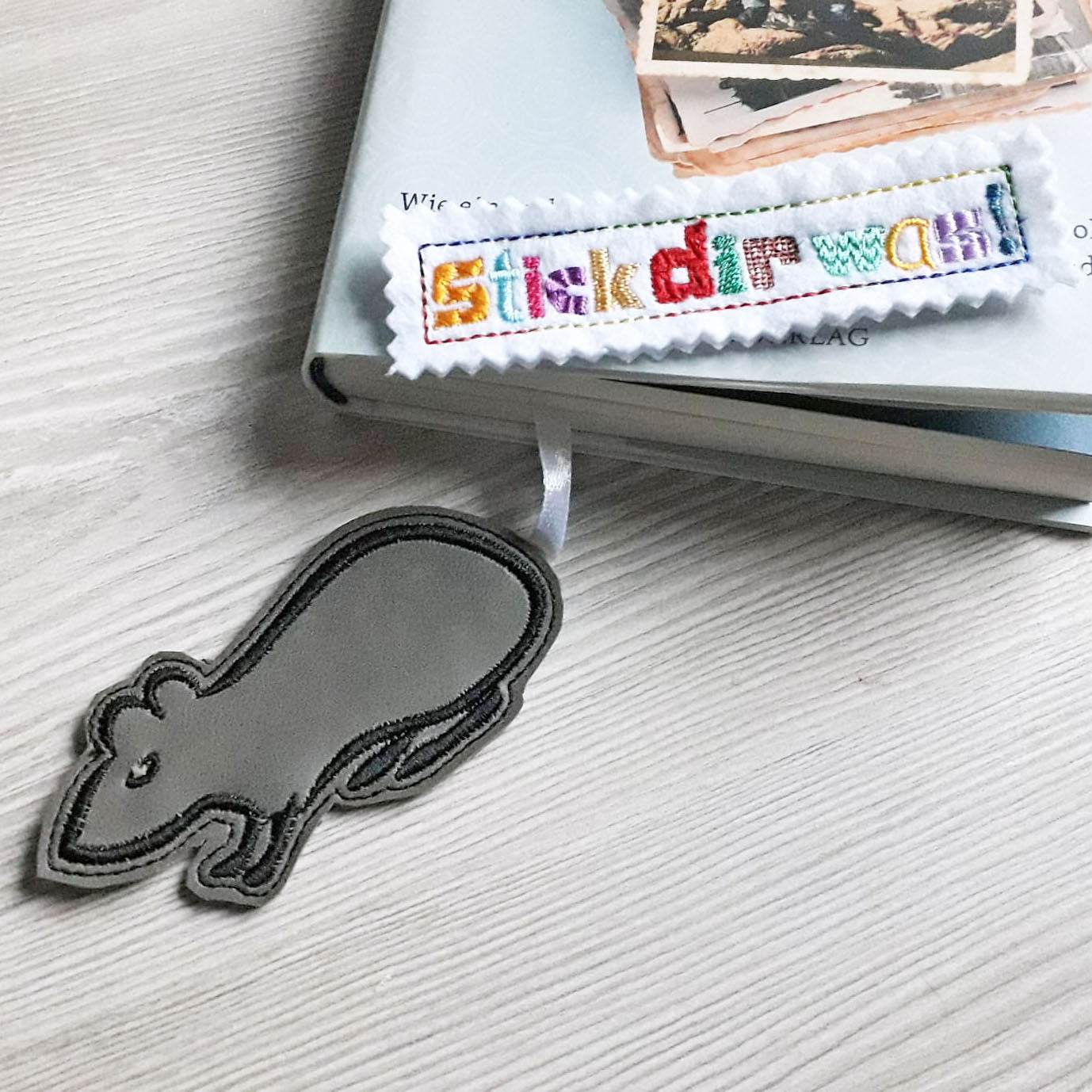 5x Stickdatei Leseratte Lesehilfe ITH und Satinstick - Sewando