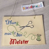 4x Stickdatei "Übung" ITH mit Spruch