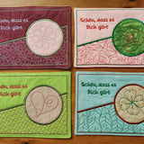 Stickdatei - Mugrug-Set "Schön, dass es Dich gibt" Stickdatei (4 Motive)