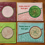 Stickdatei - Mugrug-Set "Schön, dass es Dich gibt" Stickdatei (4 Motive)