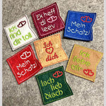 10x Stickdatei Liebe im Dialekt ITH Schokohüllen - Sewando
