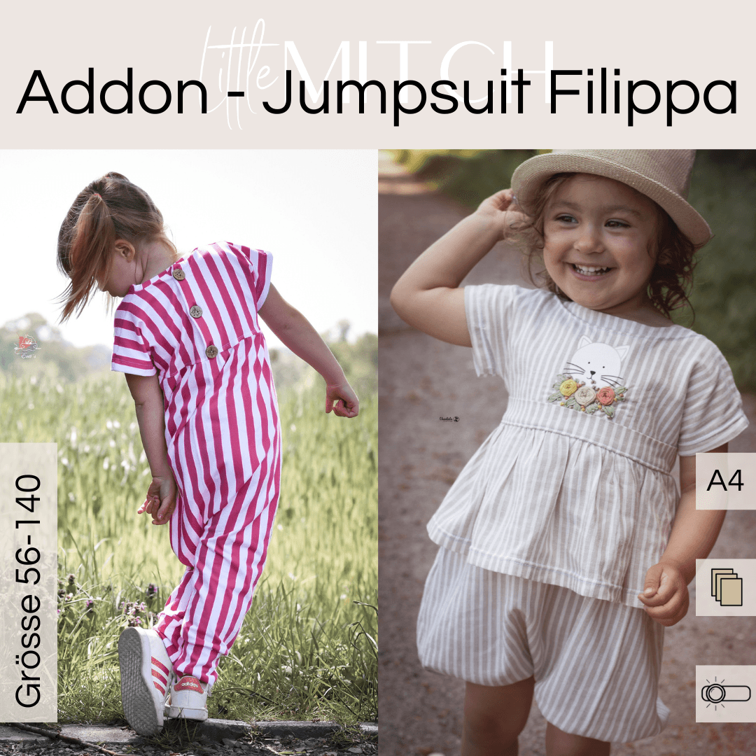 Schnittmuster Jumpsuit Filippa Addon Mini& Maxi Gr. 56-140 - Sewando