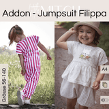 Schnittmuster Jumpsuit Filippa Addon Mini& Maxi Gr. 56-140 - Sewando