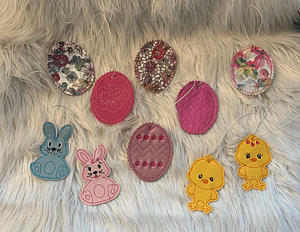 Stickdatei Ostern Anhänger In the Hoop, Hase, Osterei, Baumbehang 333 - Sewando