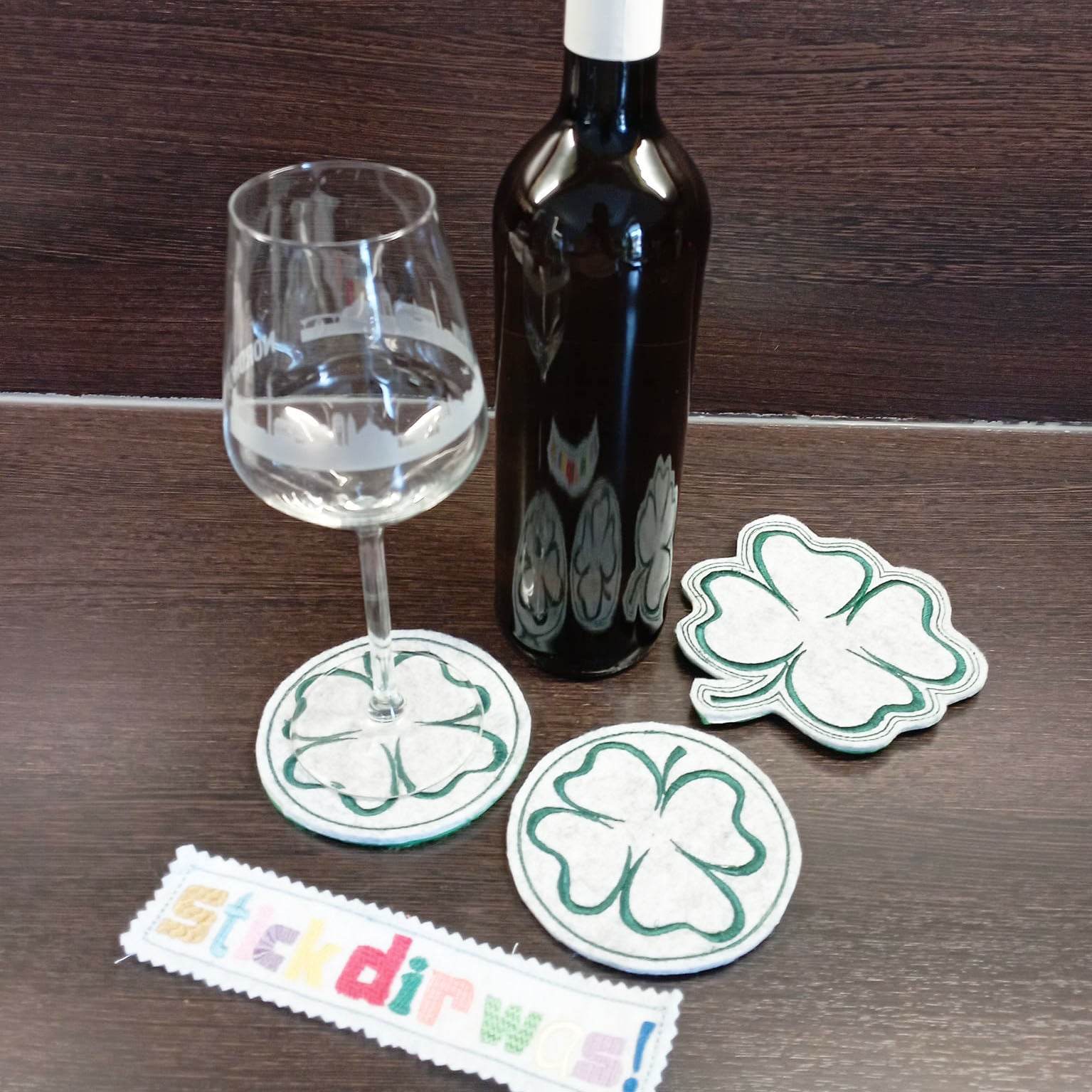 9x Stickdatei Kleeblatt Satinstick und ITH - Sewando
