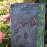 ITH Schild "Frohe Ostern" mit sitzendem Hasen Stickdatei