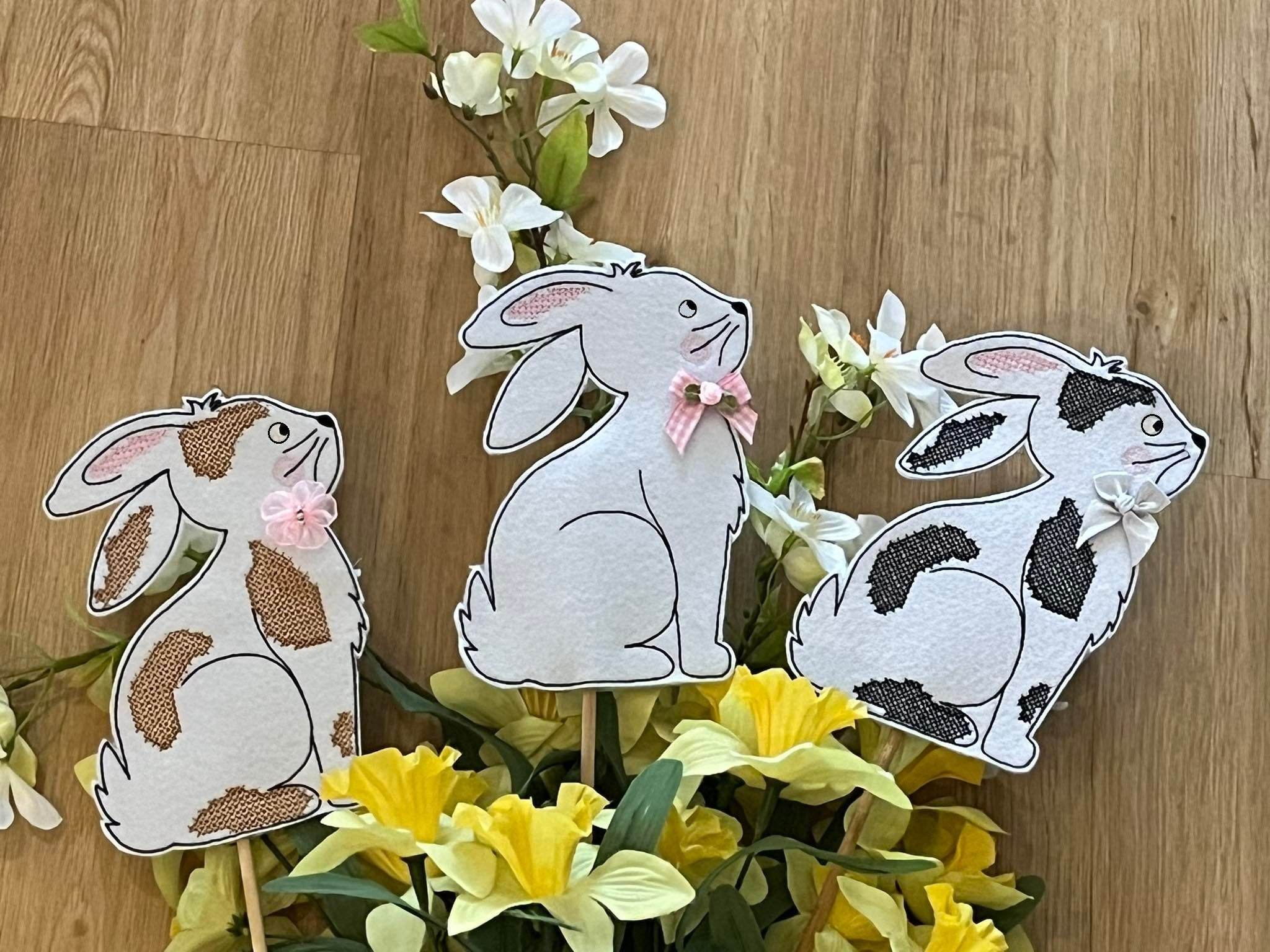 Stickdatei - ITH Blumenstecker Hase 13x18 cm - Sewando